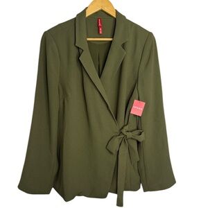 NEW Spanx Crepe Wrap Blazer Womens XL Midnight Olive Green Office Career NWT